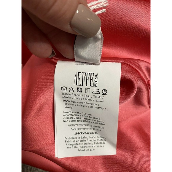 NEW Cedric Charlier Satin Pink Draped Midi Dress $520 US 12 IT 46 - Picture 10 of 11